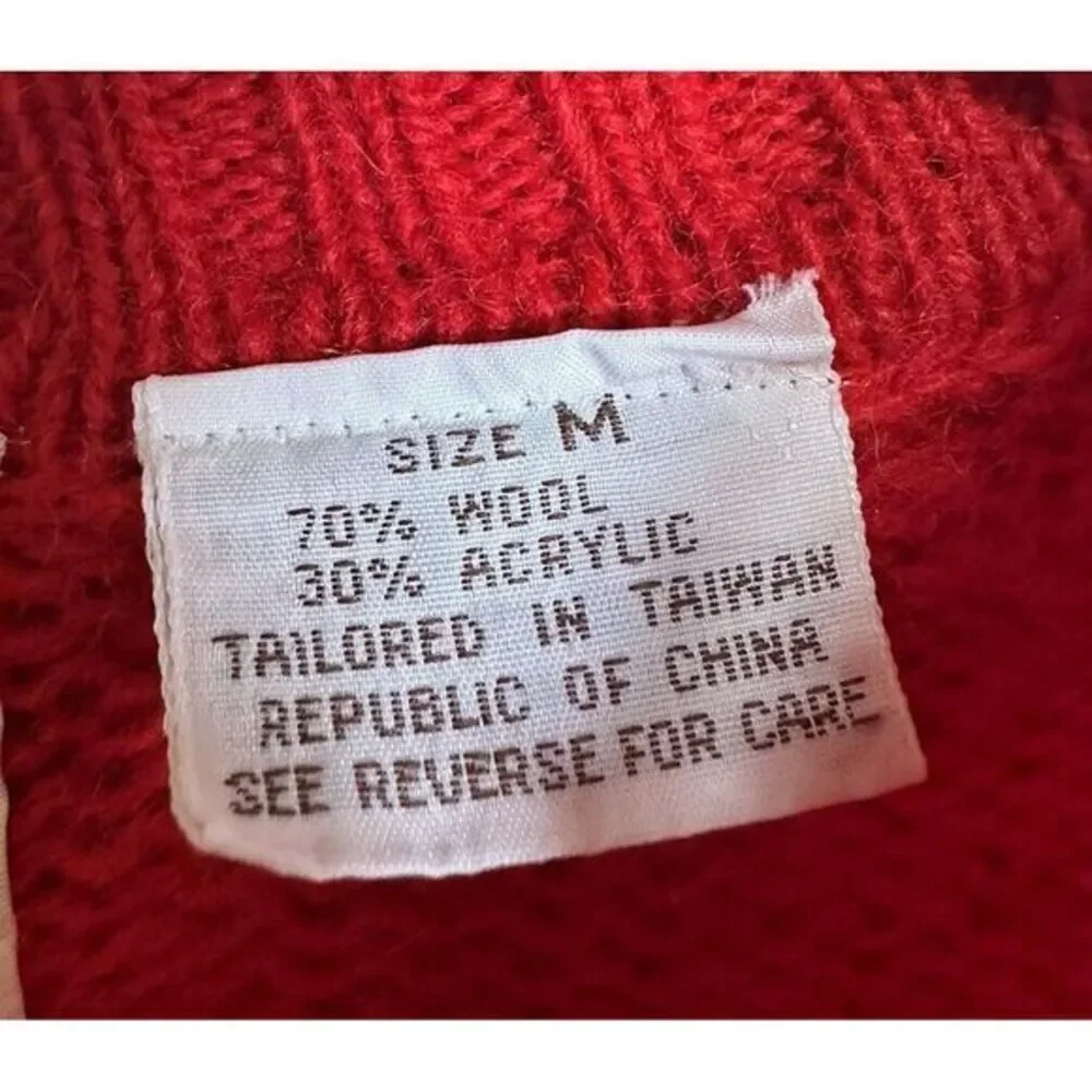 Vintage Walker Hill‎ Sportswear Red Crew Neck Acrylic Wool Sweater Size Medium